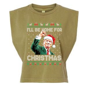 ILl Be Home For Christmas Funny Trump Ugly Xmas Meaningful Gift Garment-Dyed Women's Muscle Tee