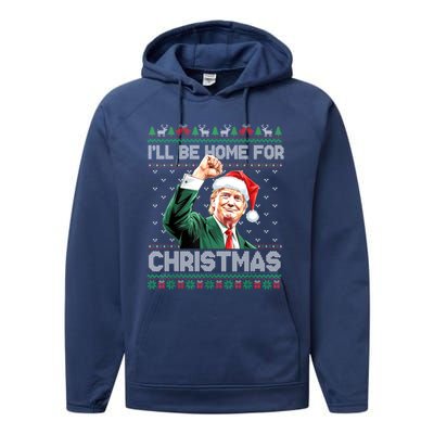 ILl Be Home For Christmas Funny Trump Ugly Xmas Meaningful Gift Performance Fleece Hoodie