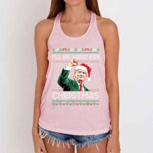 ILl Be Home For Christmas Funny Trump Ugly Xmas Meaningful Gift Women's Knotted Racerback Tank