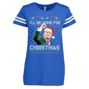 ILl Be Home For Christmas Funny Trump Ugly Xmas Meaningful Gift Enza Ladies Jersey Football T-Shirt