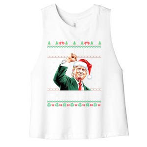 ILl Be Home For Christmas Funny Trump Ugly Xmas Meaningful Gift Women's Racerback Cropped Tank