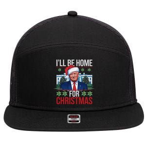 ILl Be Home For Christmas Funny Trump Ugly Christmas 7 Panel Mesh Trucker Snapback Hat