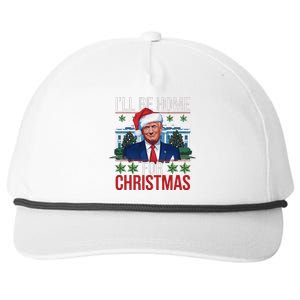 ILl Be Home For Christmas Funny Trump Ugly Christmas Snapback Five-Panel Rope Hat