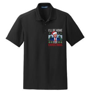 ILl Be Home For Christmas Funny Trump Ugly Christmas Dry Zone Grid Polo