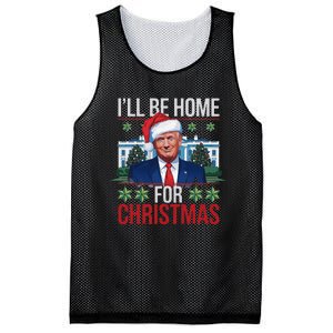 ILl Be Home For Christmas Funny Trump Ugly Christmas Mesh Reversible Basketball Jersey Tank