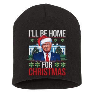 ILl Be Home For Christmas Funny Trump Ugly Christmas Short Acrylic Beanie