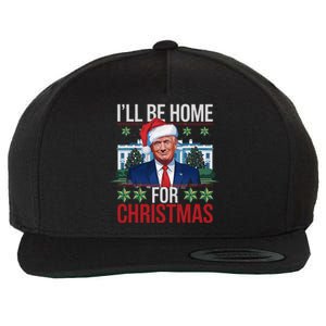 ILl Be Home For Christmas Funny Trump Ugly Christmas Wool Snapback Cap