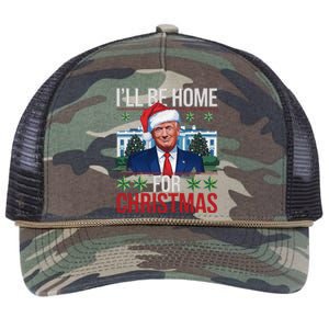 ILl Be Home For Christmas Funny Trump Ugly Christmas Retro Rope Trucker Hat Cap