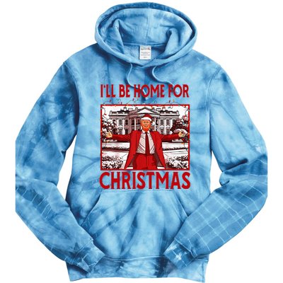 ILl Be Home For Christmas Santa Funny Trump 2024 Tie Dye Hoodie