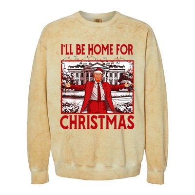 ILl Be Home For Christmas Santa Funny Trump 2024 Colorblast Crewneck Sweatshirt