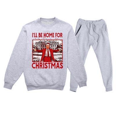 ILl Be Home For Christmas Santa Funny Trump 2024 Premium Crewneck Sweatsuit Set