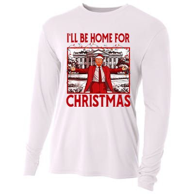 ILl Be Home For Christmas Santa Funny Trump 2024 Cooling Performance Long Sleeve Crew