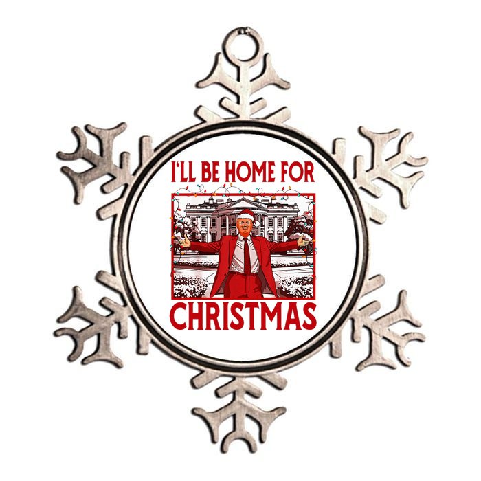 ILl Be Home For Christmas Santa Funny Trump 2024 Metallic Star Ornament