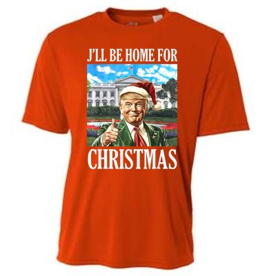 ILl Be Home For Christmas Funny Santa Trump 2024 Xmas Gift Cooling Performance Crew T-Shirt