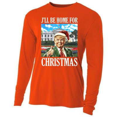 ILl Be Home For Christmas Funny Santa Trump 2024 Xmas Gift Cooling Performance Long Sleeve Crew