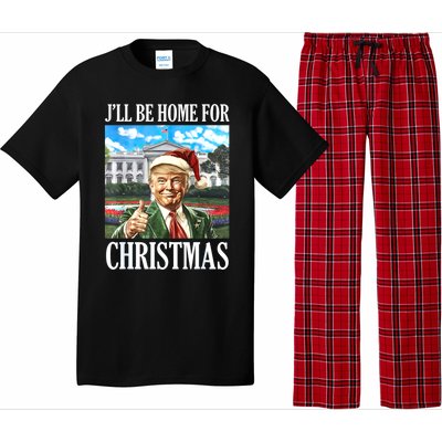 ILl Be Home For Christmas Funny Santa Trump 2024 Xmas Gift Pajama Set