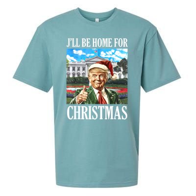 ILl Be Home For Christmas Funny Santa Trump 2024 Xmas Gift Sueded Cloud Jersey T-Shirt