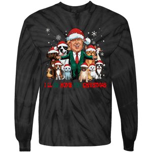 ILl Be Home For Christmas Meme Santa Claus Trump 2024 Tie-Dye Long Sleeve Shirt