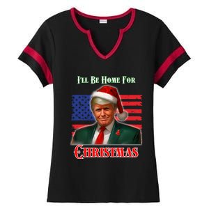 ILl Be Home For Christmas Funny Trump Xmas Holiday Santa Gift Ladies Halftime Notch Neck Tee