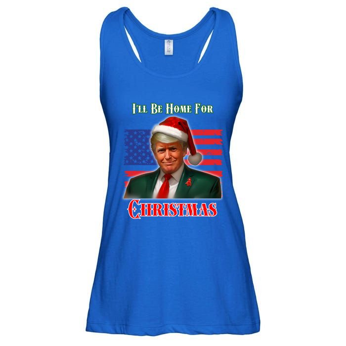 ILl Be Home For Christmas Funny Trump Xmas Holiday Santa Gift Ladies Essential Flowy Tank