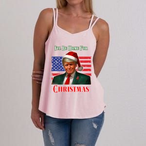 ILl Be Home For Christmas Funny Trump Xmas Holiday Santa Gift Women's Strappy Tank