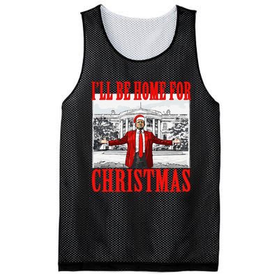 ILl Be Home For Christmas Santa Funny Trump Xmas Pajamas Gift Mesh Reversible Basketball Jersey Tank