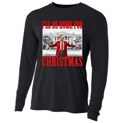 ILl Be Home For Christmas Santa Funny Trump Xmas Pajamas Gift Cooling Performance Long Sleeve Crew