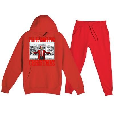 ILl Be Home For Christmas Santa Funny Trump Xmas Pajamas Gift Premium Hooded Sweatsuit Set