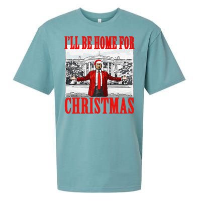 ILl Be Home For Christmas Santa Funny Trump Xmas Pajamas Gift Sueded Cloud Jersey T-Shirt