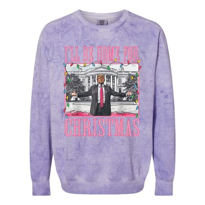 ILl Be Home For Christmas Santa Trump Xmas Pajamas Colorblast Crewneck Sweatshirt