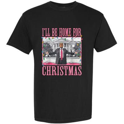 ILl Be Home For Christmas Santa Trump Xmas Pajamas Garment-Dyed Heavyweight T-Shirt