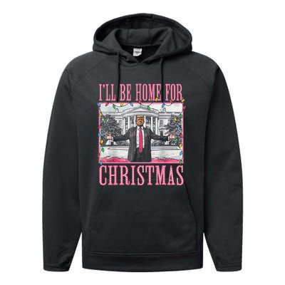 ILl Be Home For Christmas Santa Trump Xmas Pajamas Performance Fleece Hoodie