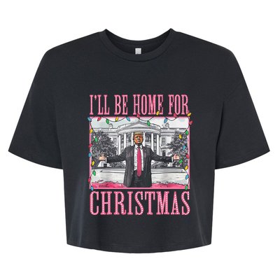 ILl Be Home For Christmas Santa Trump Xmas Pajamas Bella+Canvas Jersey Crop Tee