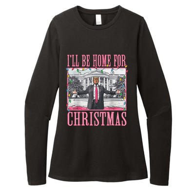 ILl Be Home For Christmas Santa Trump Xmas Pajamas Womens CVC Long Sleeve Shirt