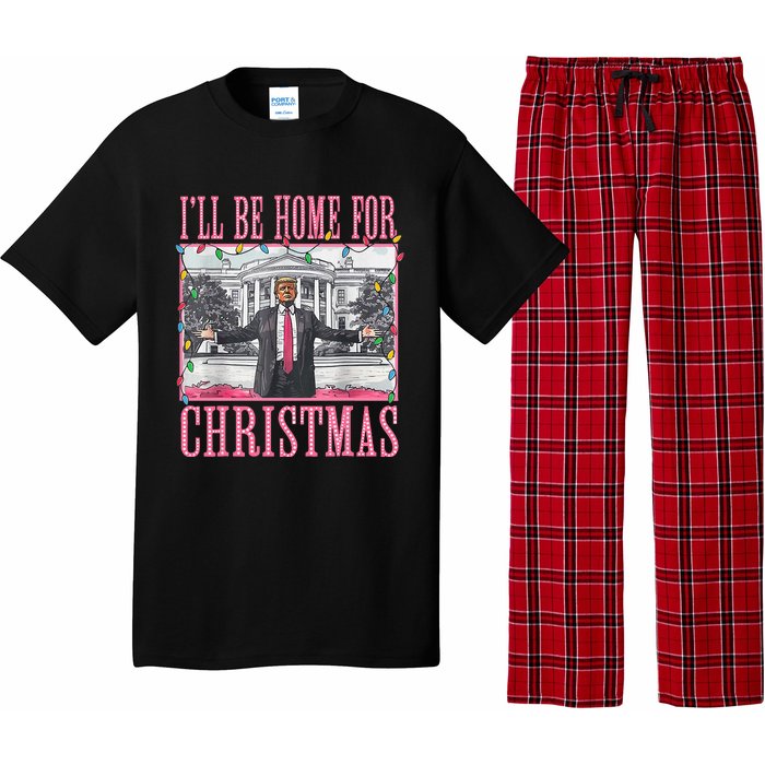 ILl Be Home For Christmas Santa Trump Xmas Pajamas Pajama Set