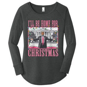 ILl Be Home For Christmas Santa Trump Xmas Pajamas Women's Perfect Tri Tunic Long Sleeve Shirt