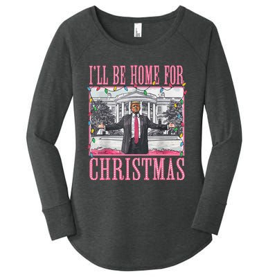 ILl Be Home For Christmas Santa Trump Xmas Pajamas Women's Perfect Tri Tunic Long Sleeve Shirt