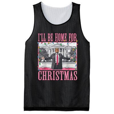 ILl Be Home For Christmas Santa Trump Xmas Pajamas Mesh Reversible Basketball Jersey Tank