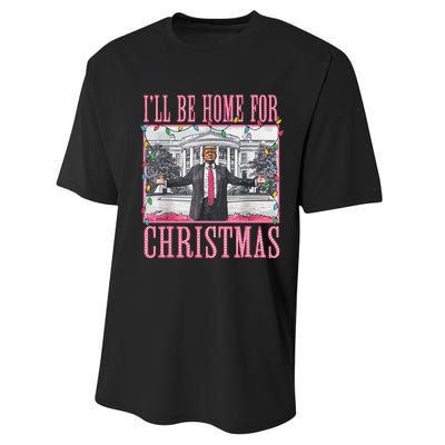 ILl Be Home For Christmas Santa Trump Xmas Pajamas Performance Sprint T-Shirt