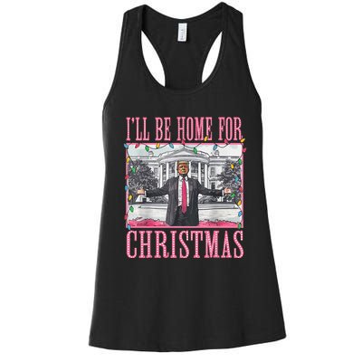 ILl Be Home For Christmas Santa Trump Xmas Pajamas Women's Racerback Tank