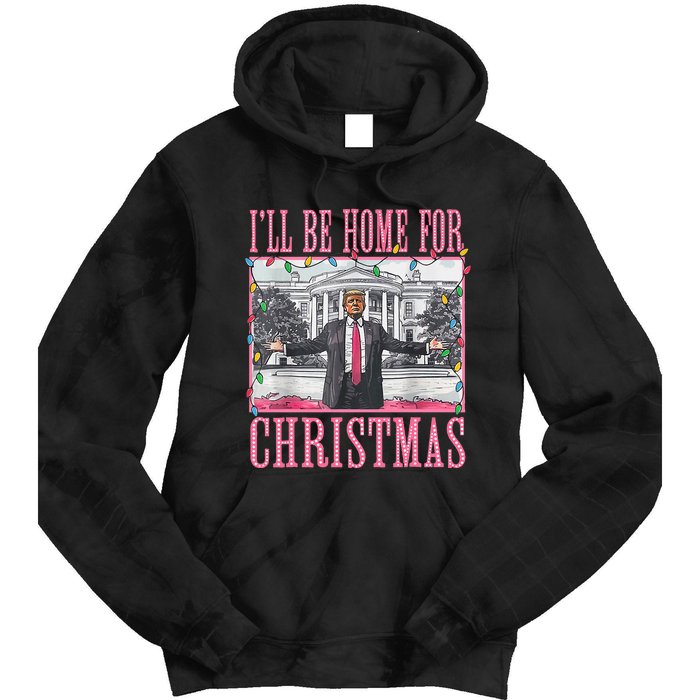 ILl Be Home For Christmas Santa Trump Xmas Pajamas Tie Dye Hoodie