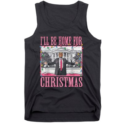 ILl Be Home For Christmas Santa Trump Xmas Pajamas Tank Top