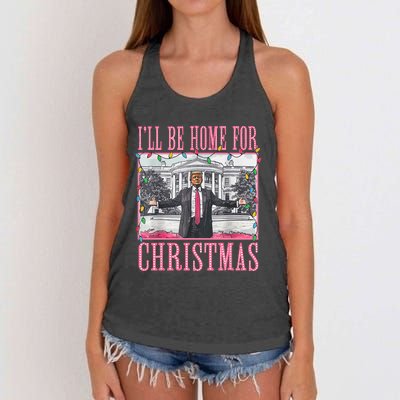 ILl Be Home For Christmas Santa Trump Xmas Pajamas Women's Knotted Racerback Tank