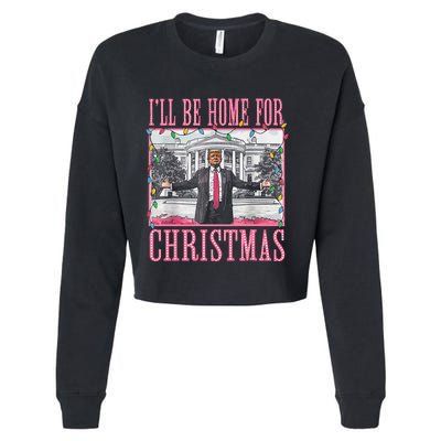 ILl Be Home For Christmas Santa Trump Xmas Pajamas Cropped Pullover Crew