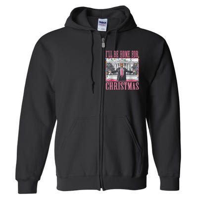 ILl Be Home For Christmas Santa Trump Xmas Pajamas Full Zip Hoodie