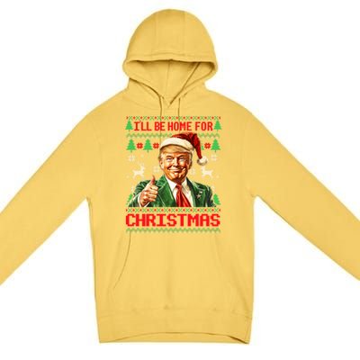 ILl Be Home For Christmas Funny Santa Trump Pajamas Ugly Great Gift Premium Pullover Hoodie