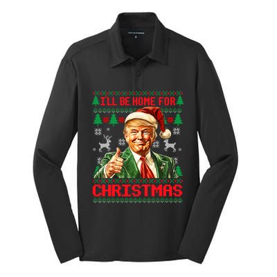 ILl Be Home For Christmas Funny Santa Trump Pajamas Ugly Great Gift Silk Touch Performance Long Sleeve Polo