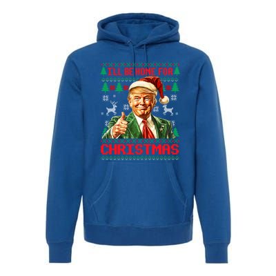 ILl Be Home For Christmas Funny Santa Trump Pajamas Ugly Great Gift Premium Hoodie