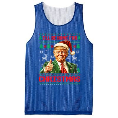 ILl Be Home For Christmas Funny Santa Trump Pajamas Ugly Great Gift Mesh Reversible Basketball Jersey Tank