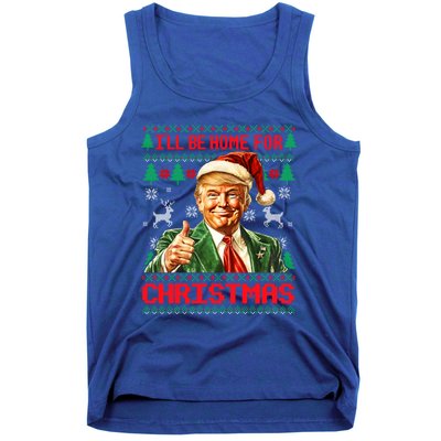 ILl Be Home For Christmas Funny Santa Trump Pajamas Ugly Great Gift Tank Top